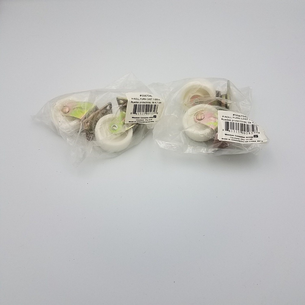 Waxman 2-Pack Swivel Roller Furniture Caster 1-5/8 Plate- White Wheel Lot 2 pack